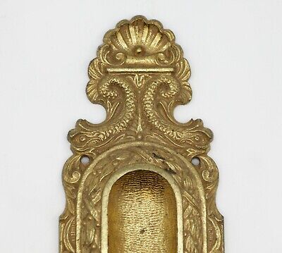 Antique Neoclassical Gilded Cast Brass Pocket Door Plate 2