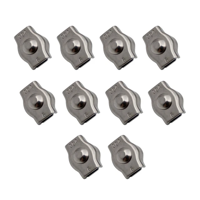 10 pz clip per filo in acciaio inox pratica morsetto per corda in acciaio