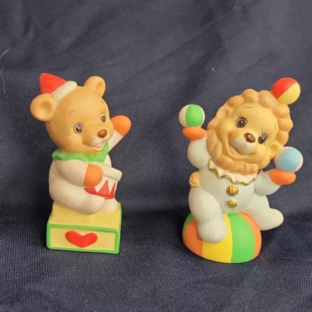 HOMCO HOME INTERIORS Circus Cute Little Lion And Little Elephant Figurines #1423