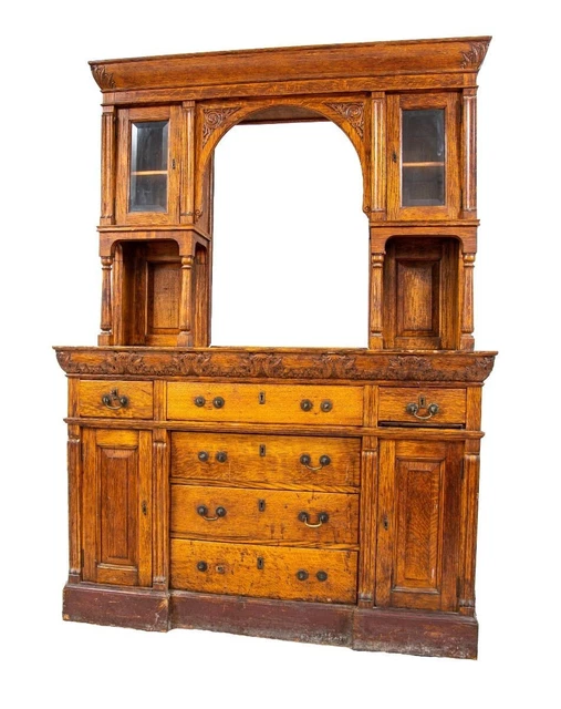 1880s Edbrooke And Burnham-Designed Chicago Quartered Oak Wood Built-In Cabinet