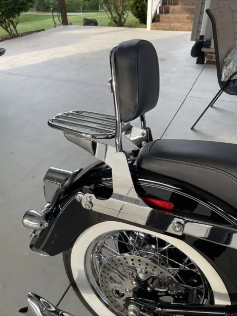 Detach Passenger Sissy Bar Backrest Rack For Harley Softail Fat Boy Deluxe FLSTN