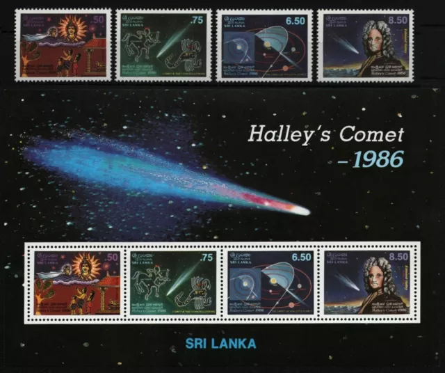 Sri Lanka 1986 - Mi-Nr. 732-735 & Block 31 ** - MNH - Raumfahrt / Space - Halley