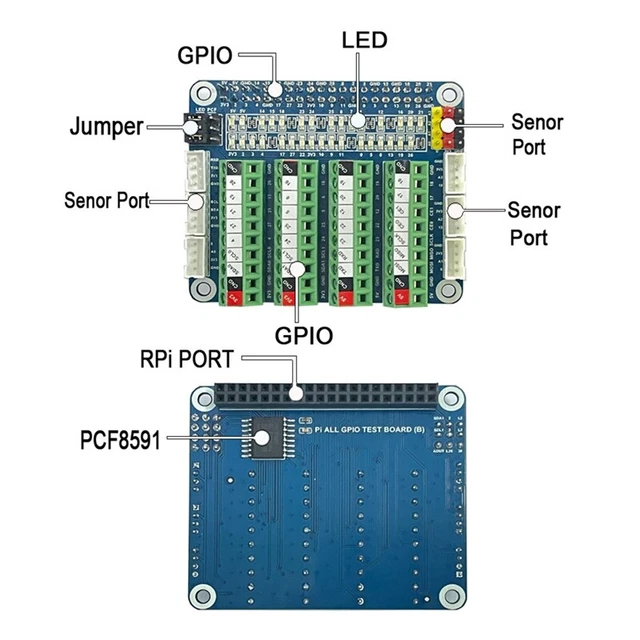 Gpio Led Design PI GPIO TESTBOARD para 3B/4B PCF8591 Sensor LED Expansion Board GPIO IO ...