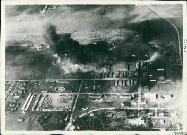1940 R.A.F Raid On Addis Ababa Airfield Ethiopia Destroys Fuel Ww2 7X9 Photo