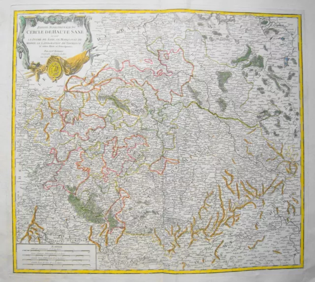 Sachsen, Thüringen Meissen Mannsfeld Leipzig Landkarte Kupferstich Robert 1756