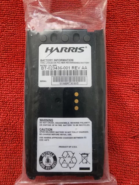 HARRIS BATTERY BT-023436-001 REV AA LITHIUM ION POLYMER 7.4V 26Wh