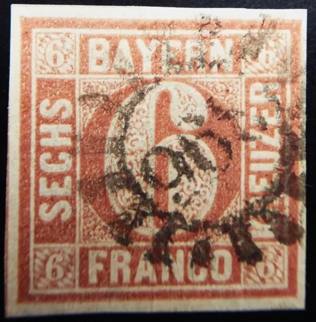 Bayern, 6 Kreuzer (Mi.Nr. 4 I = unterbrochener Kreis), gMR 396, WÜRZBURG