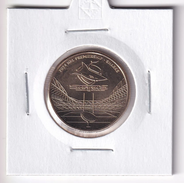 AUSTRALIAN: 2024 $1 Nrl Rugby Cronulla Sharks Unc Coin In 2X2 Holder ...