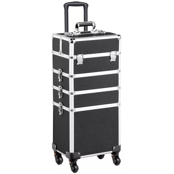 Valise Trolley Mallette Maquillage Cosmetique 4 en 1 Alu Professionnel Voyage