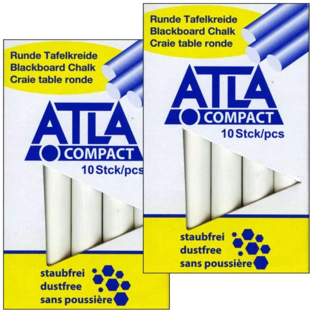 ATLA Tafelkreide rund 10mm weiß 2x10 Stück, Länge 80mm -SPARPACK-