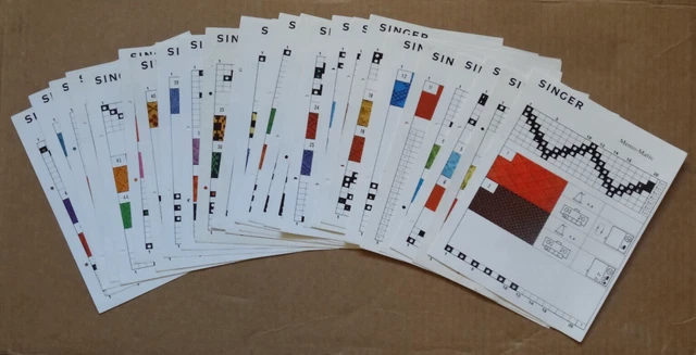 30 FICHES Motifs 1-50 complets Mémo-matic à plots de Machine à tricoter SINGER