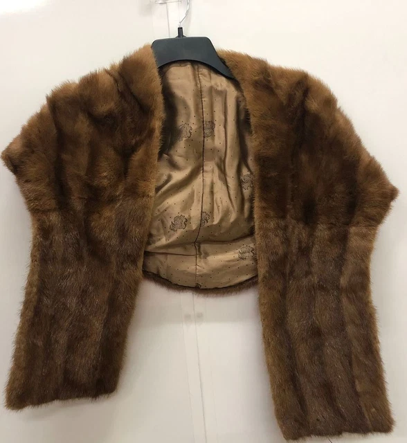 Women's Vintage Brown Fur Shawl Unsized