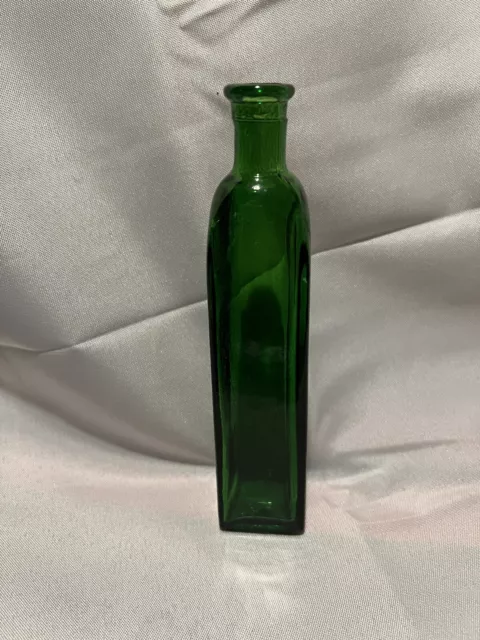 Vintage Collectible Medicine Green Glass Bottle, 5”, Collectible Glass Piece