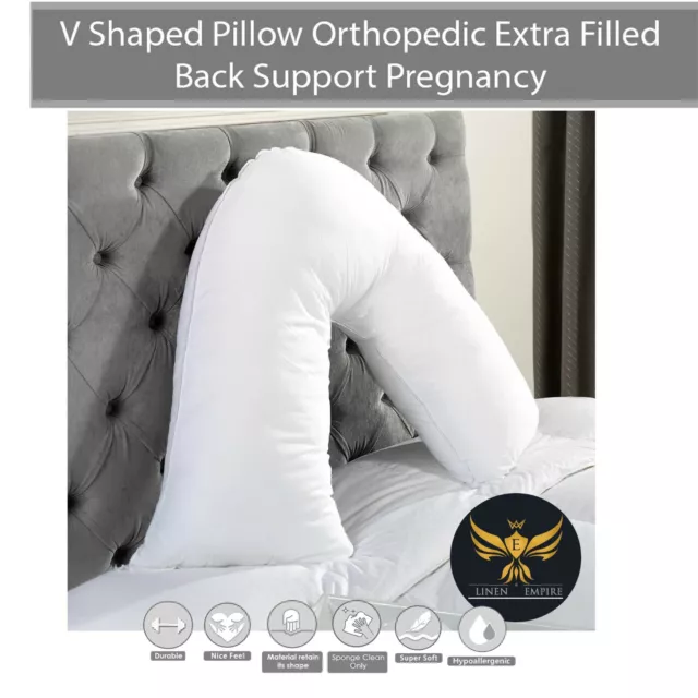 V Shaped Pillow Orthopedic Back Support Pregnancy Maternity Nursing Extra Filled