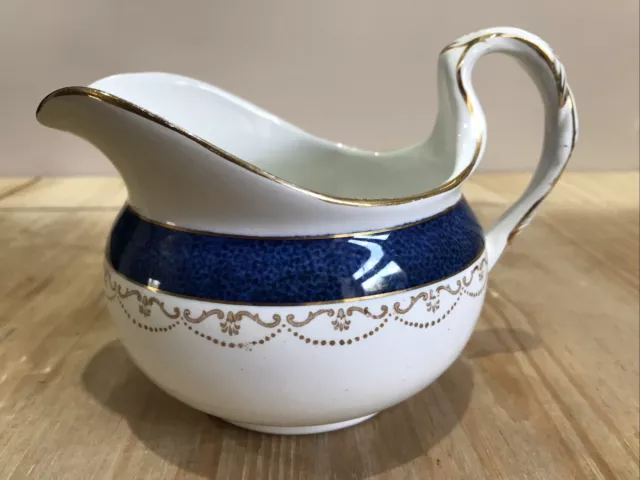 Vintage Losol Ware Burslem Keeling & Co Blue & Gilt Trim Sauce Boat Jug