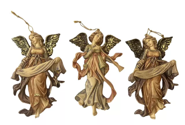VTG Handpainted Victorian Style Ceramic Set Of 3 Seraphim Angels Ornaments *Read