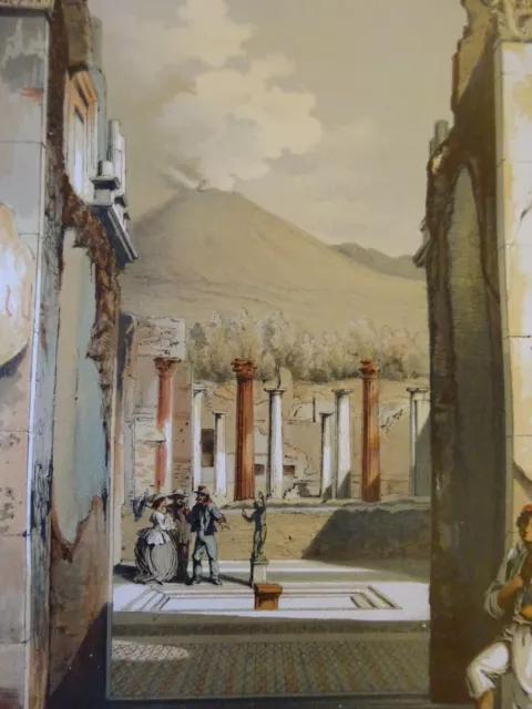 Antiquitäten Chromolithograph Druck Pompei Architektur Casa Flavno #