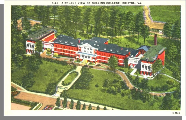 E4535: Airplane View of Sullins College, Bristol, Virginia - 1940s Postcard!