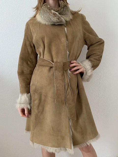 manteau en daim et fourrure