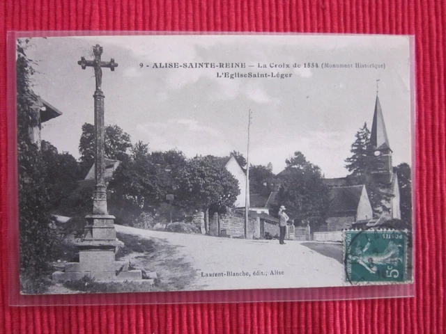 CPA ECRITE TIMBRE ALISE SAINTE REINE LA CROIX DE 1554 L'église Saint Léger 21