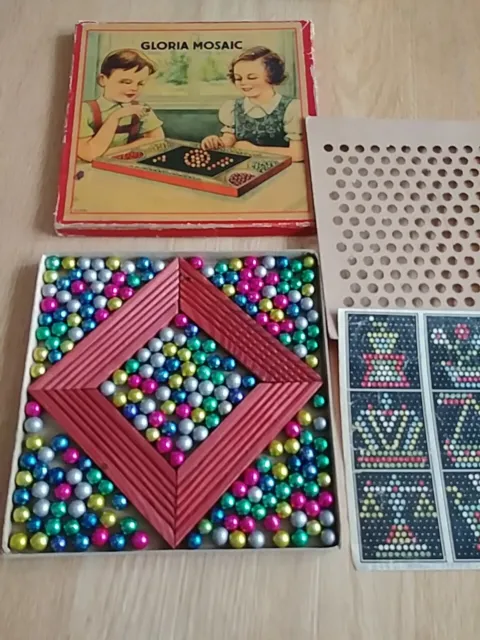 Altes Kinderspielzeug Mosaik Spiel Steckspiel Gloria Kugeln 50er 60er