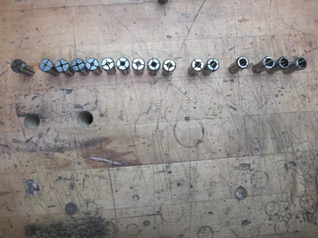 16 pcs Kennametal Erickson DA200 collet set 1/16" to 3/8" by 64ths missing 5pcs
