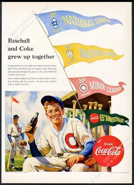 1951 Coke Baseball Sfera Ragazzo Nazionale Americana Leggere League Pennello Con