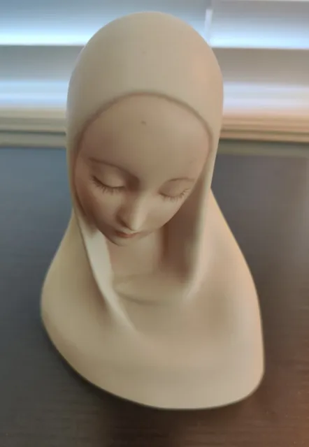 Vintage Virgin Mary/Madonna Statue Bust Glaze Finish 4.5" X 4.5" Holland Mold?