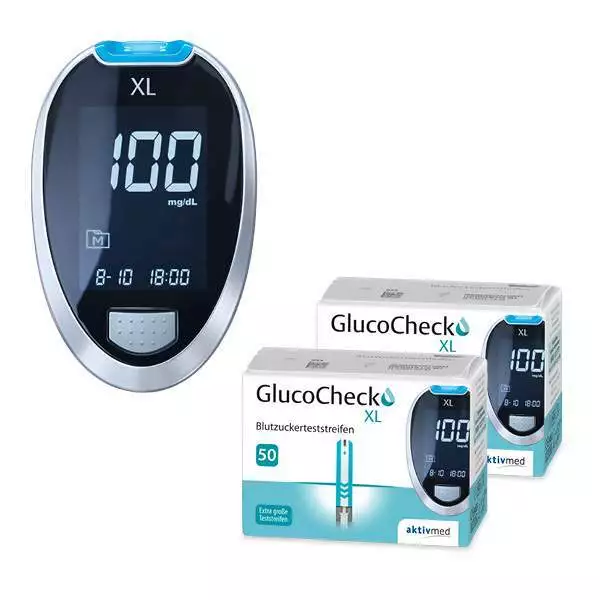 GlucoCheck XL Starter-Set mit 110 Teststreifen & Zubehör zur Diabetes-Kontrolle