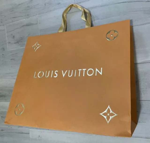 Louis Vuitton Holiday Edition Gold Ribbon Shopping Gift Bag 9.75” X 4.25” X  14”