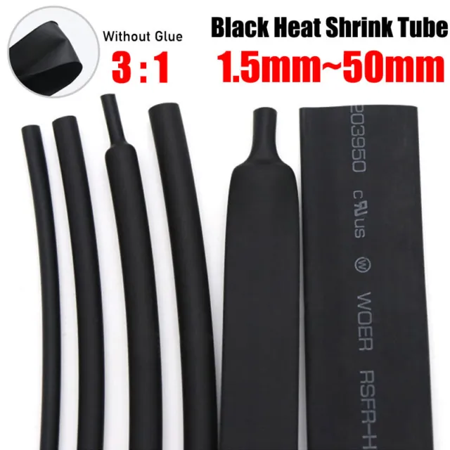 3:1 Ratio Heatshrink Black Heat Shrink Electrical Tubing Wrap Sleeving Car Cable