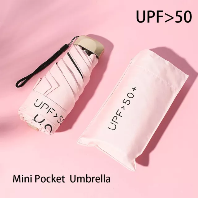 Super Mini Pocket Compact Umbrella Sun Anti UV 5 Folding Rain Windproof Travel