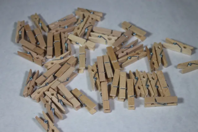50 x MINI WOODEN CLOTHES PEGS for CRAFT PROJECTS - BRAND NEW - UK POST FREE