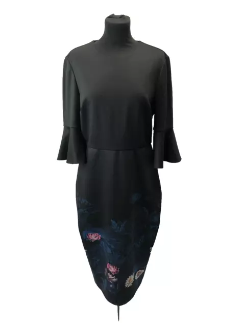 TED BAKER AZANIA Wonderland Black Floral Women s Pencil Dress Size 3 UK 12 59.76 PicClick