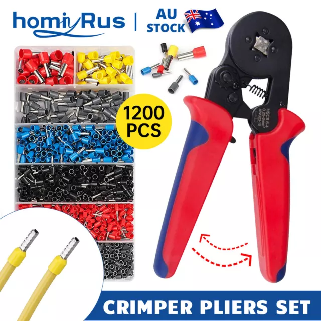 1200 Ferrule Crimper Plier Kit 0.25-10mm²Wire End Terminal Ratchet Crimping Tool