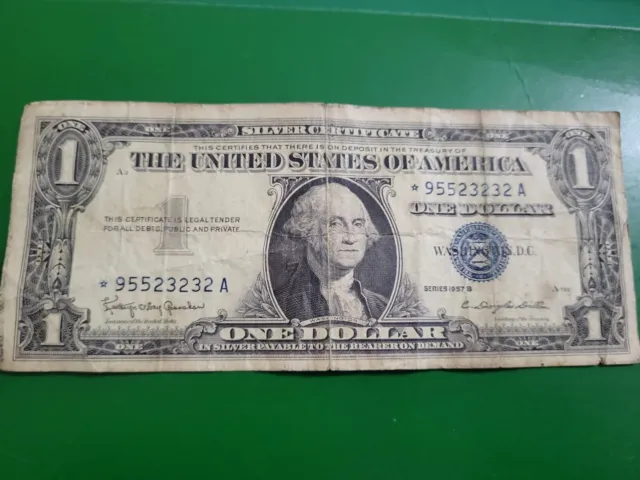 1957 B One Dollar Star Note  $1  Average Circ Blue Seal