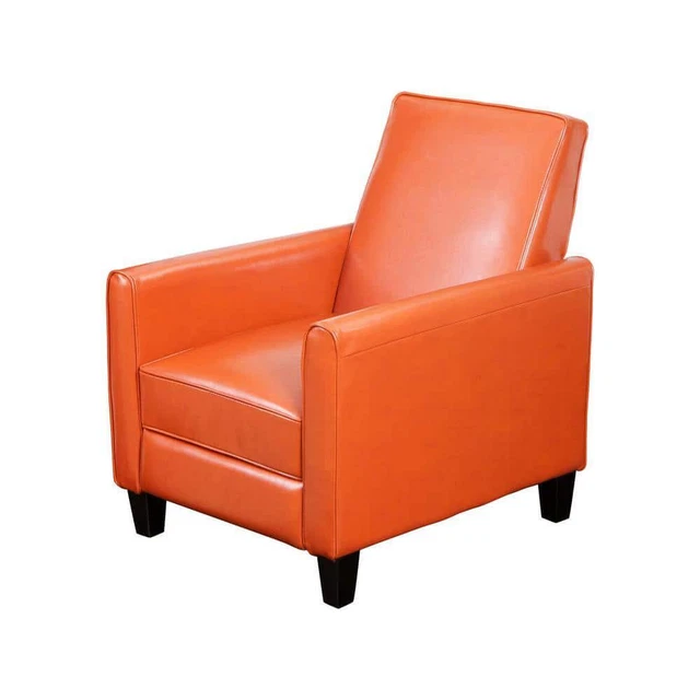 Noble House Recliner Club Chair 36.25"H Faux Leather Burnt Orange W/ Sturdy Feet