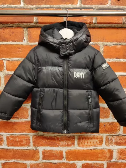 Baby Boy Dkny Age 2 Years Black Puffer Jacket Padded Coat Quilted Winter 92Cm