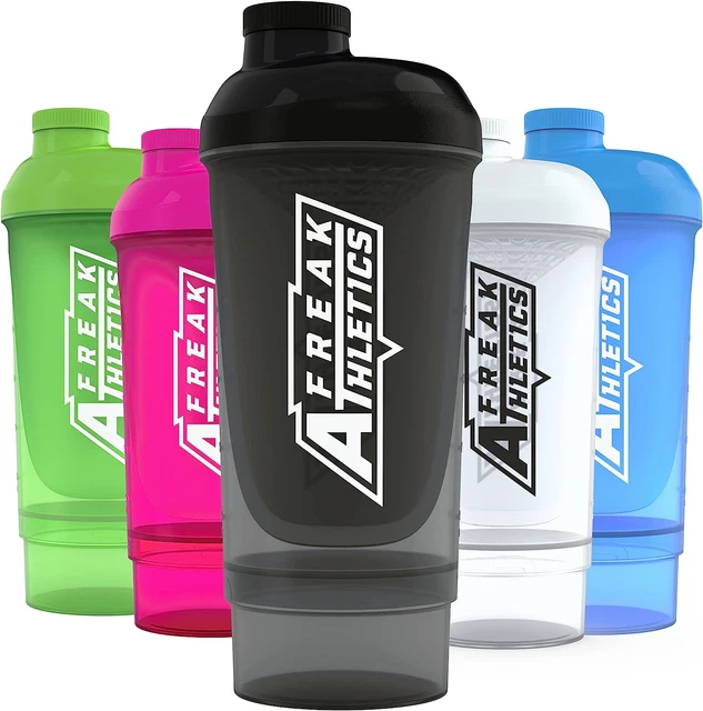Shakerflasche mit Aufbewahrung - 500ml Proteinshaker schwarz transparent