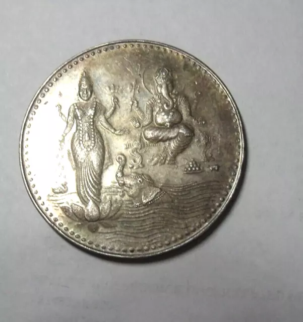 Brahma Hindu God Of Creation Medal -Elephant God  Silver??