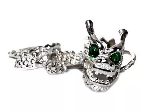Sterling Silver Chinese Dragon With Green Eyes Charm     2