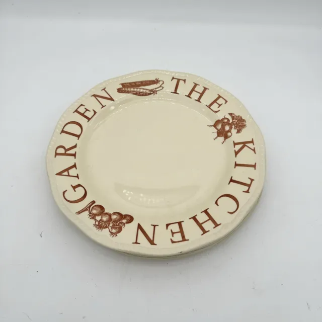 RARE 4 Brown Letters Wood & Sons The Kitchen Garden Dinner Plates 11”