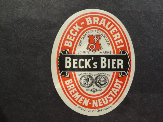 Vintage Beck's Bier Bremen Germany Beer Label