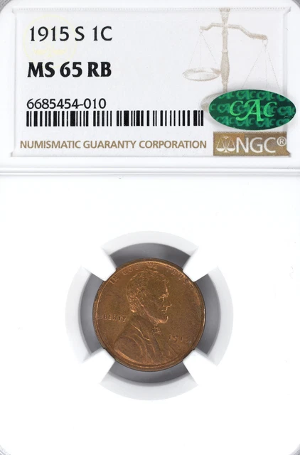 1915-S 1C Ms65Rb Ngc Cac