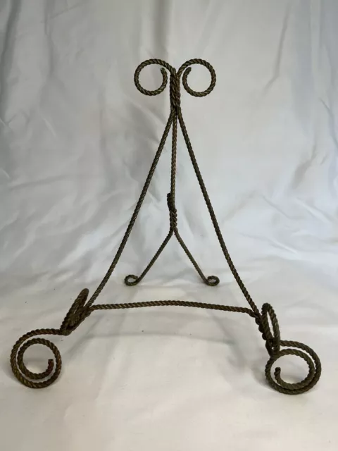 Rustic twisted wire scrolled easel plate stand art display 8.5”