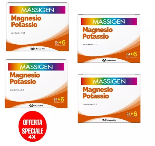 Offerta!! 4X Massigen Magnesio E Potassio 120 Buste Marco Viti Vitamine A C E