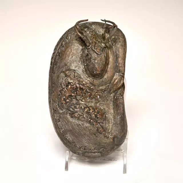 South Asian Repousse Metal Figural Sleeping Stag Deer Form Betel Nut Box Vintage