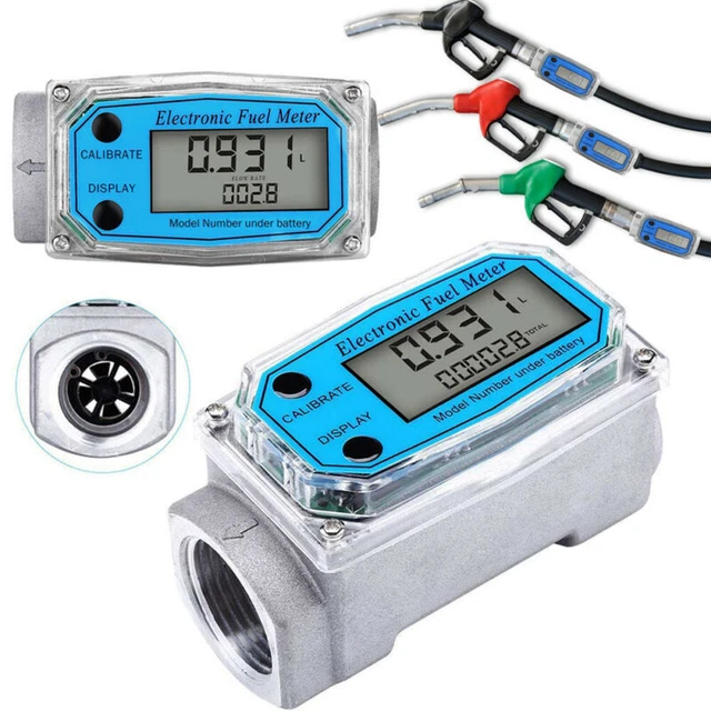 BSPT/NPT 1" 200L/MIN LED Turbine Digital Diesel Fuel Flow Meter Gear Flow Gauge