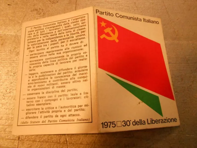 pubblicita' TESSERA PARTITO COMUNISTA ITALIANO 1975 vintage COLLEZIONE