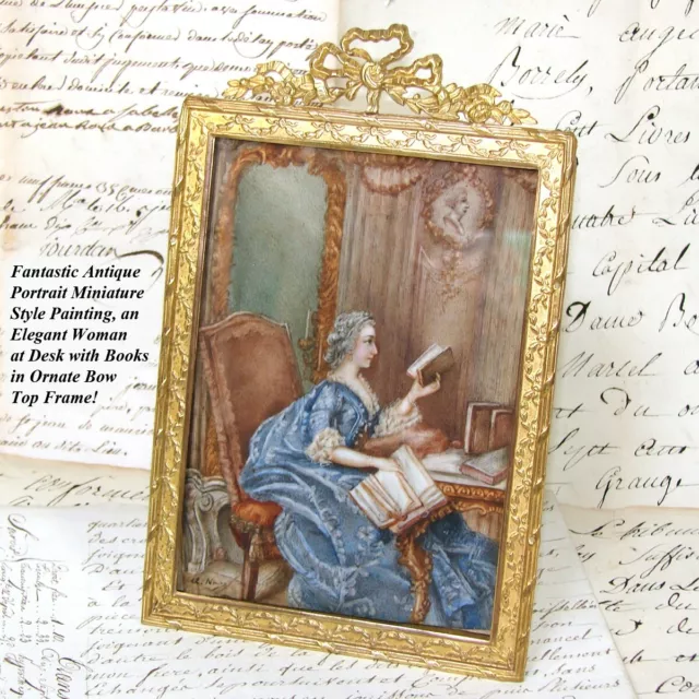 Antique French Portrait Miniature, Louis XV Mistress Madame Pompadour Interior 2